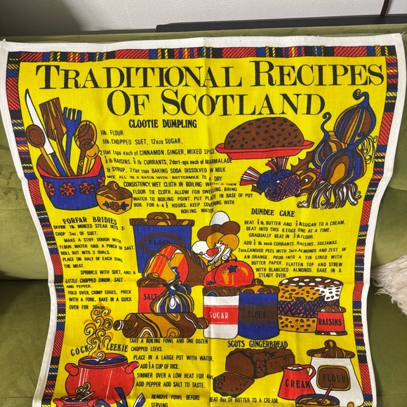 Vintage linen Traditional Recipes of Scotland tea towel by - Picture 3 of 6